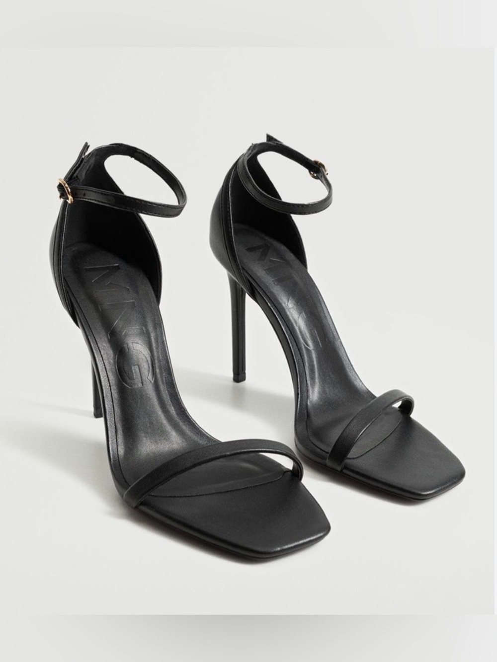 New! Mango Strappy Black Heeled Sandals 39(8)
